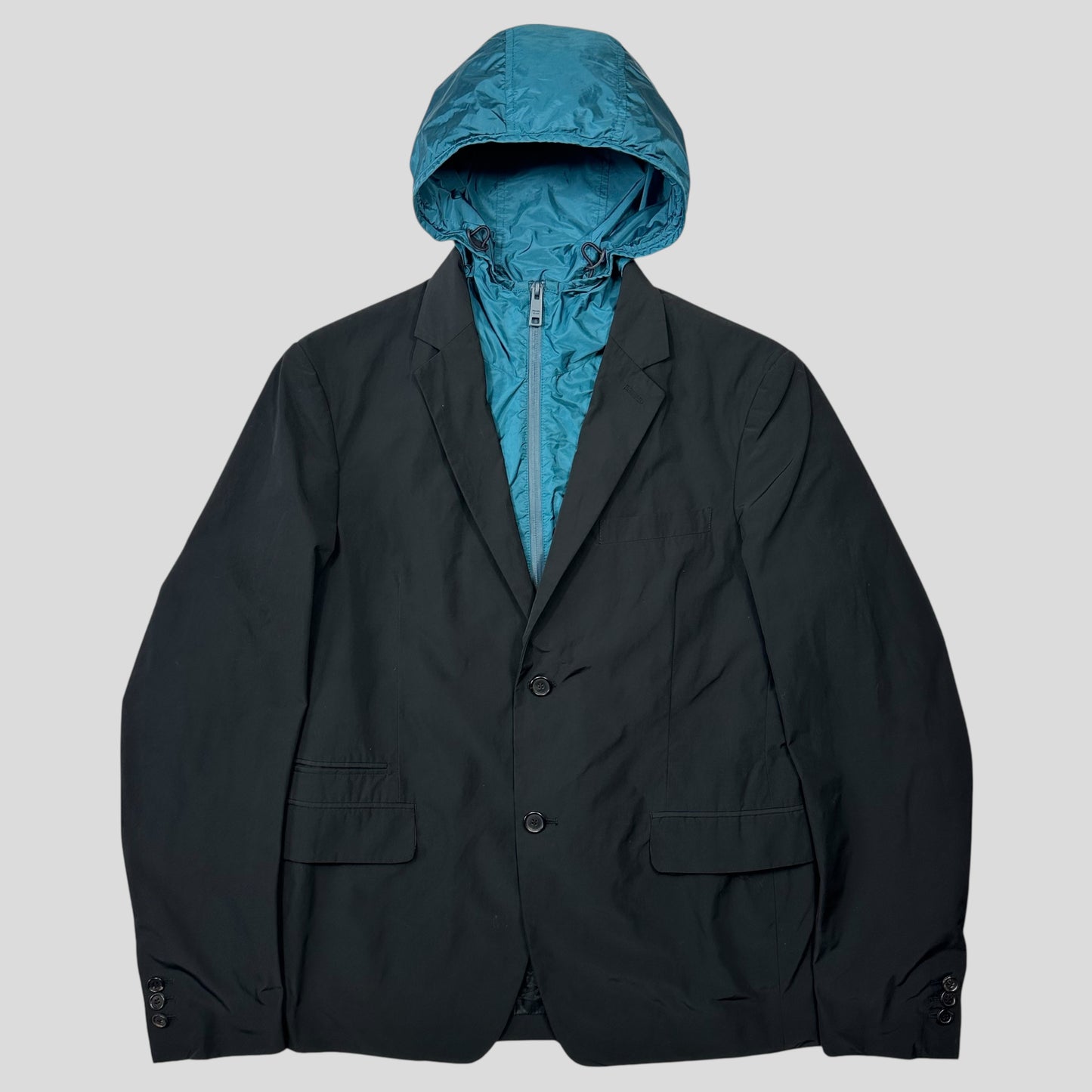 Prada 2017 Nylon Blazer Jacket with Removable Nylon Hood - IT50