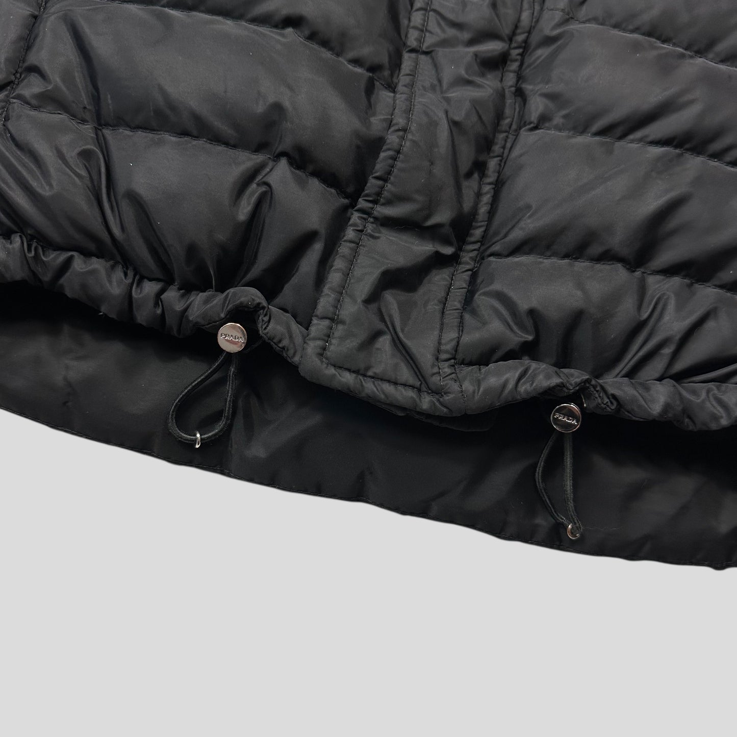 Prada 2018 Nylon Down Tri-Pocket Plaque Logo Puffer - S/M