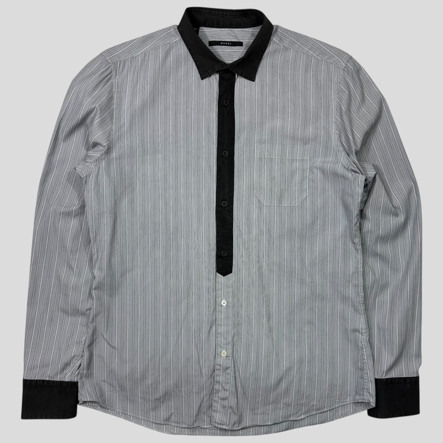 Gucci Striped Placket Cotton Longsleeve Shirt - M