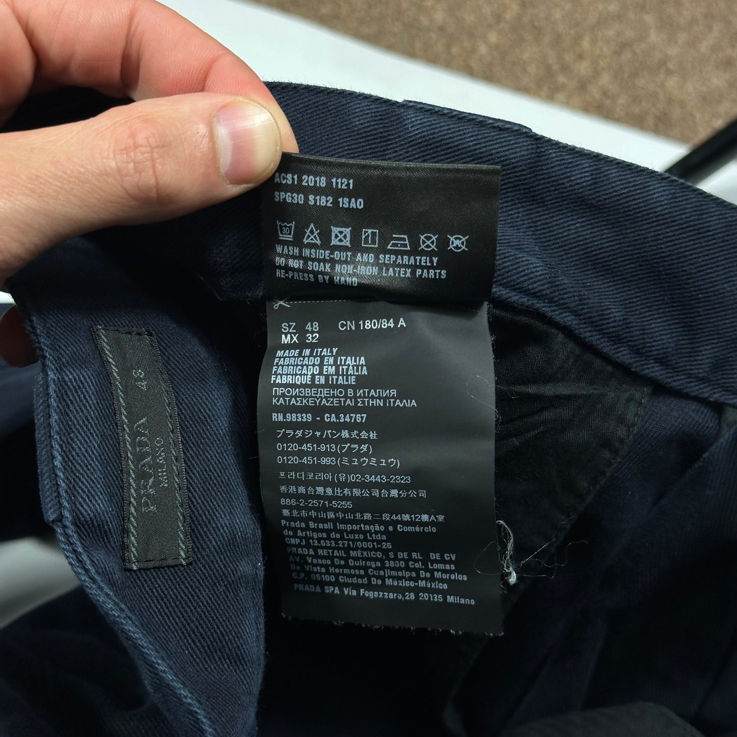 Prada 2018 Rubber Logo Baggy Drill Cotton Trousers - IT48