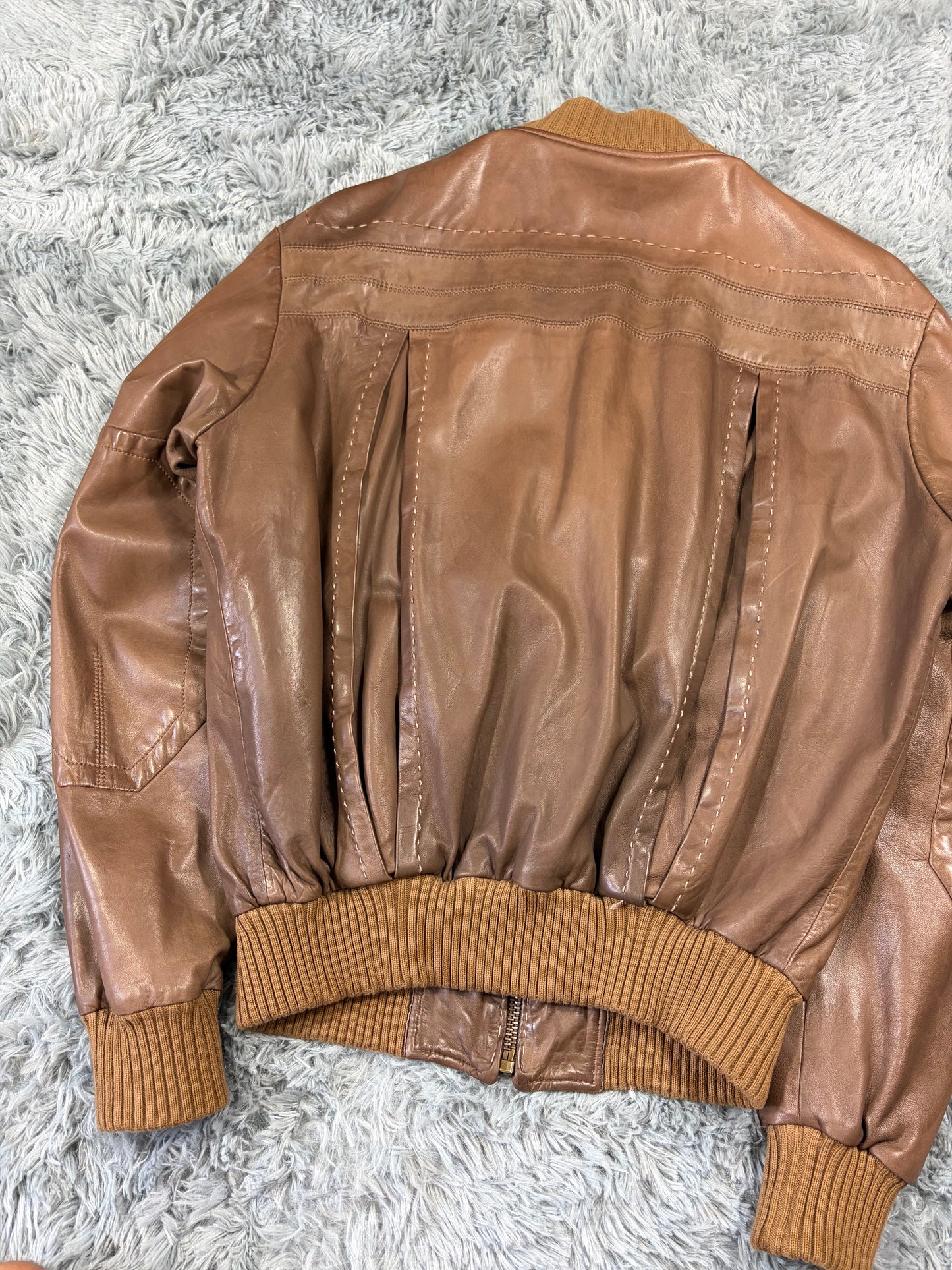 Just Cavalli SS07 Leather 3D Cargo Pocket Pleated Western Bomber - M