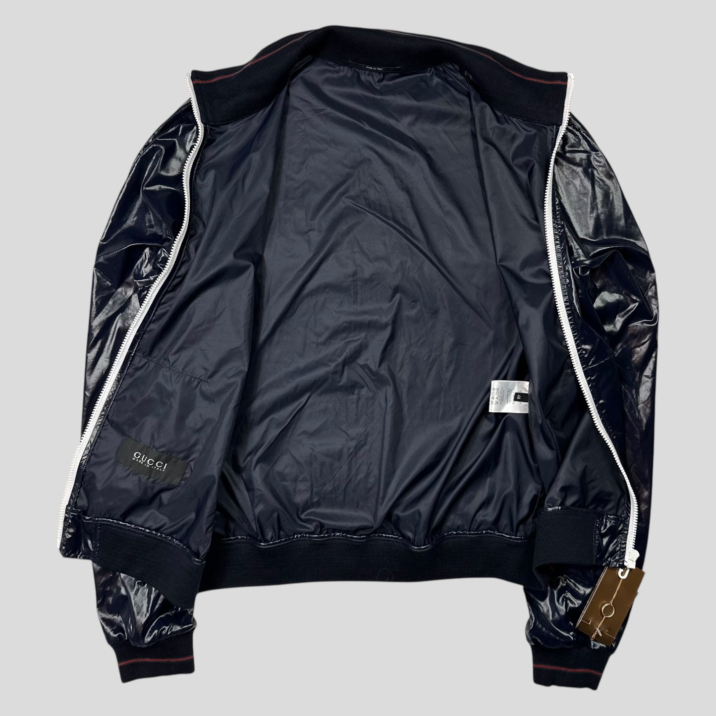 Gucci 2008 Gloss Nylon Prismatic Web Stripe Jacket - IT48 (M)