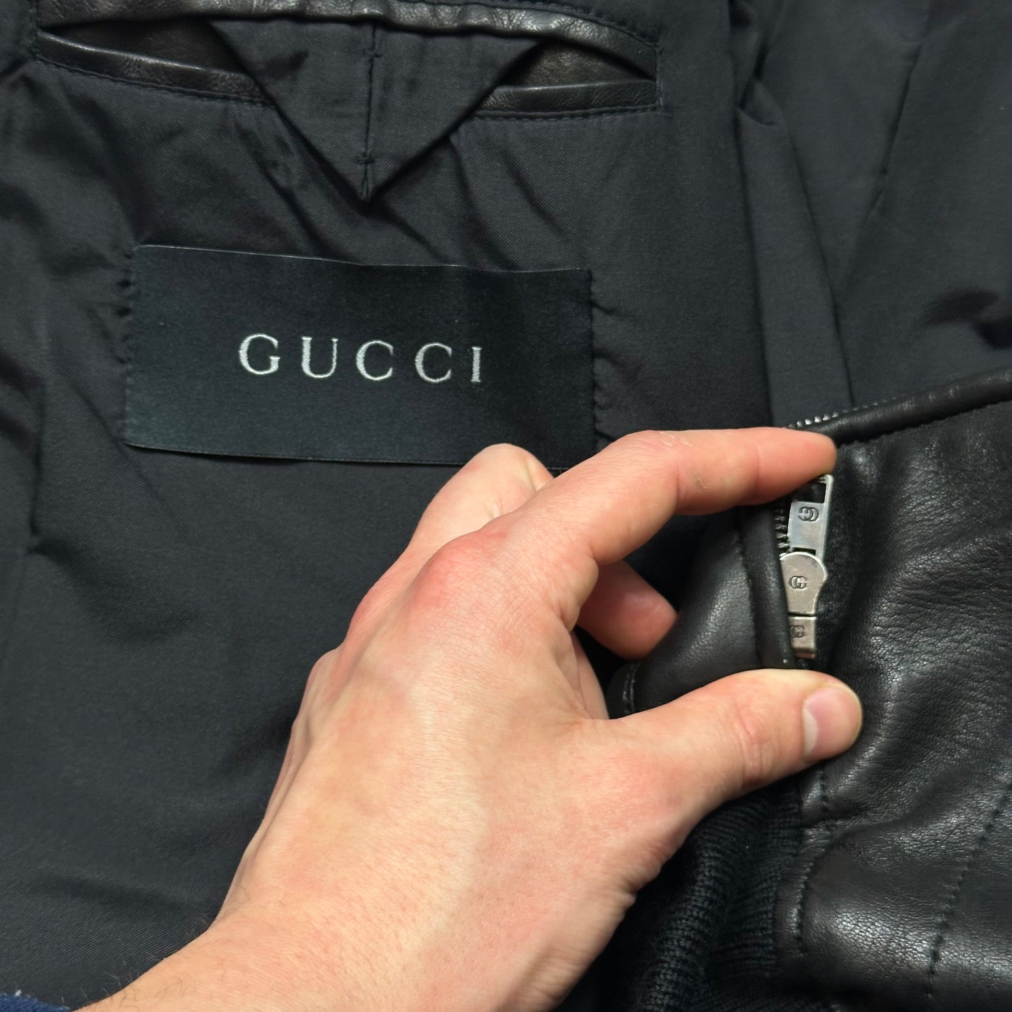 Gucci by Tom Ford FW03 Leather + Silk Pleated Padded Flight Jacket - IT50 (M/L)