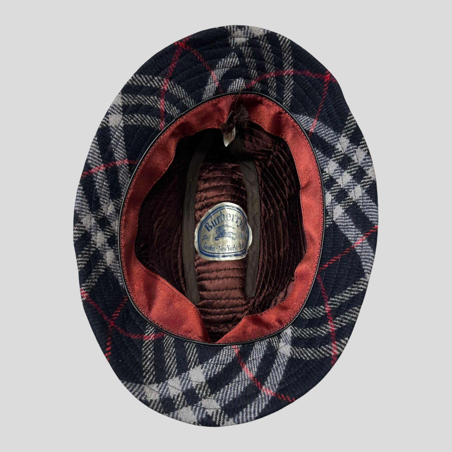 Burberrys 1980’s Nova Check Trilby Wool Bucket Hat - M/L