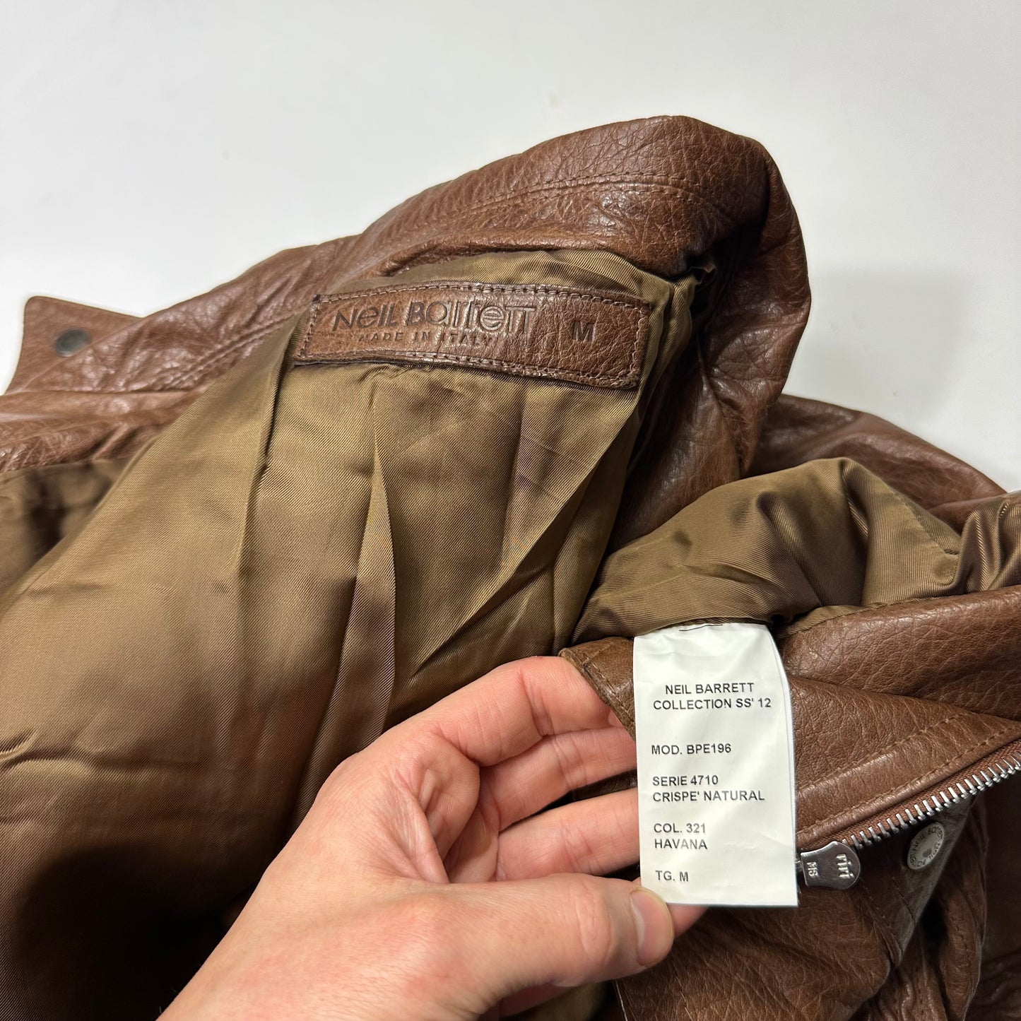 Neil Barrett 2012 Leather Padded Brown Multipocket Moto Jacket - S