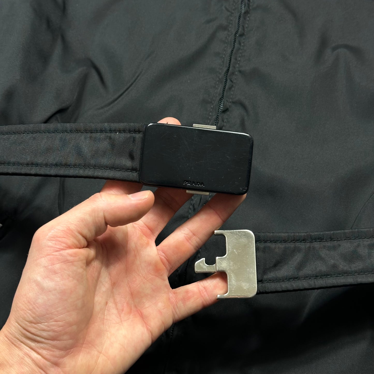 Prada 90’s Quilted Nylon Belt Parka Jacket - UK10