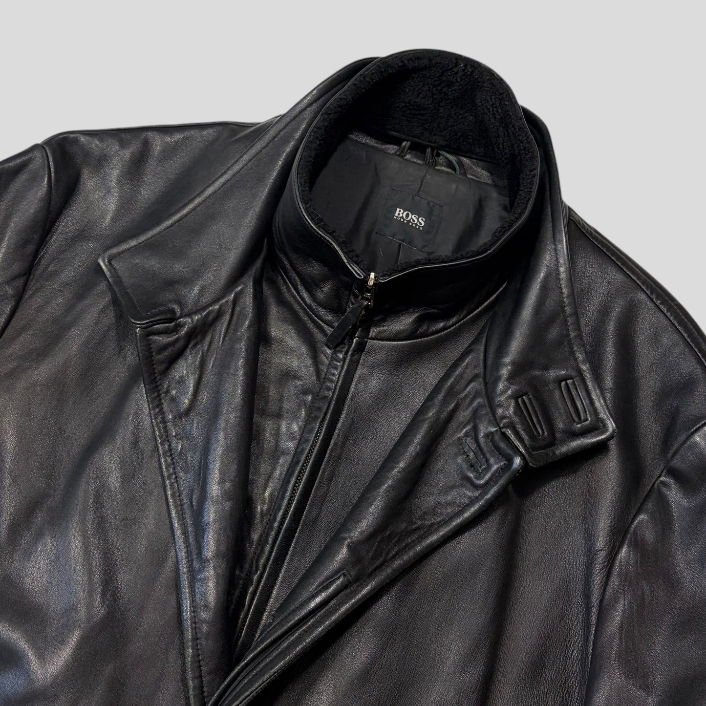 Hugo Boss 90’s Modular 2 in 1 Lambskin Leather Trench Coat - XL