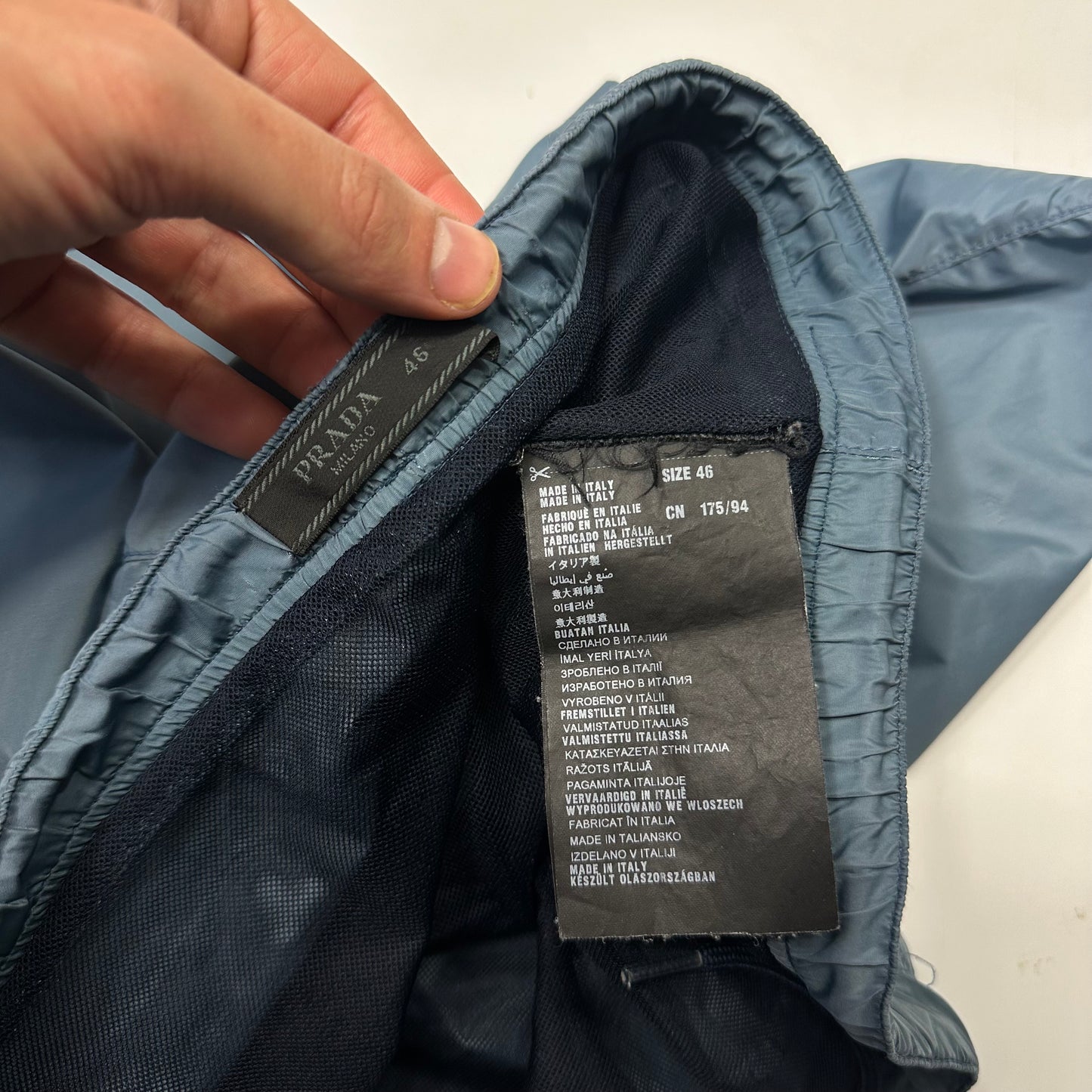 Prada 2014 Metallic Blue Red Tab Nylon Swim Shorts - M