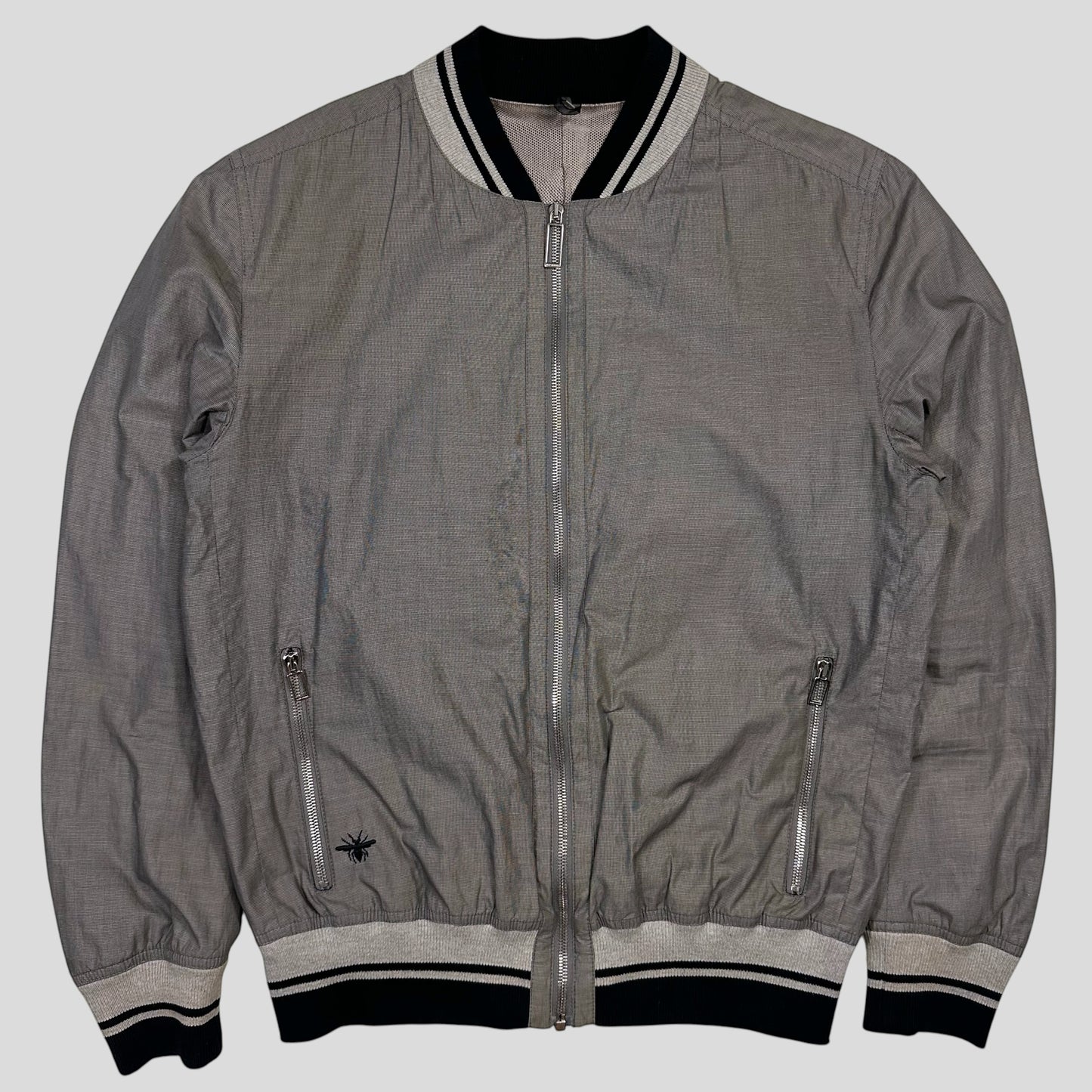 Dior Homme 2010 Bee Varsity Microcheck Cotton Bomber Jacket - M