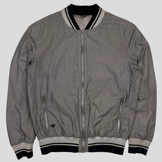 Dior Homme 2010 Bee Varsity Microcheck Cotton Bomber Jacket - M