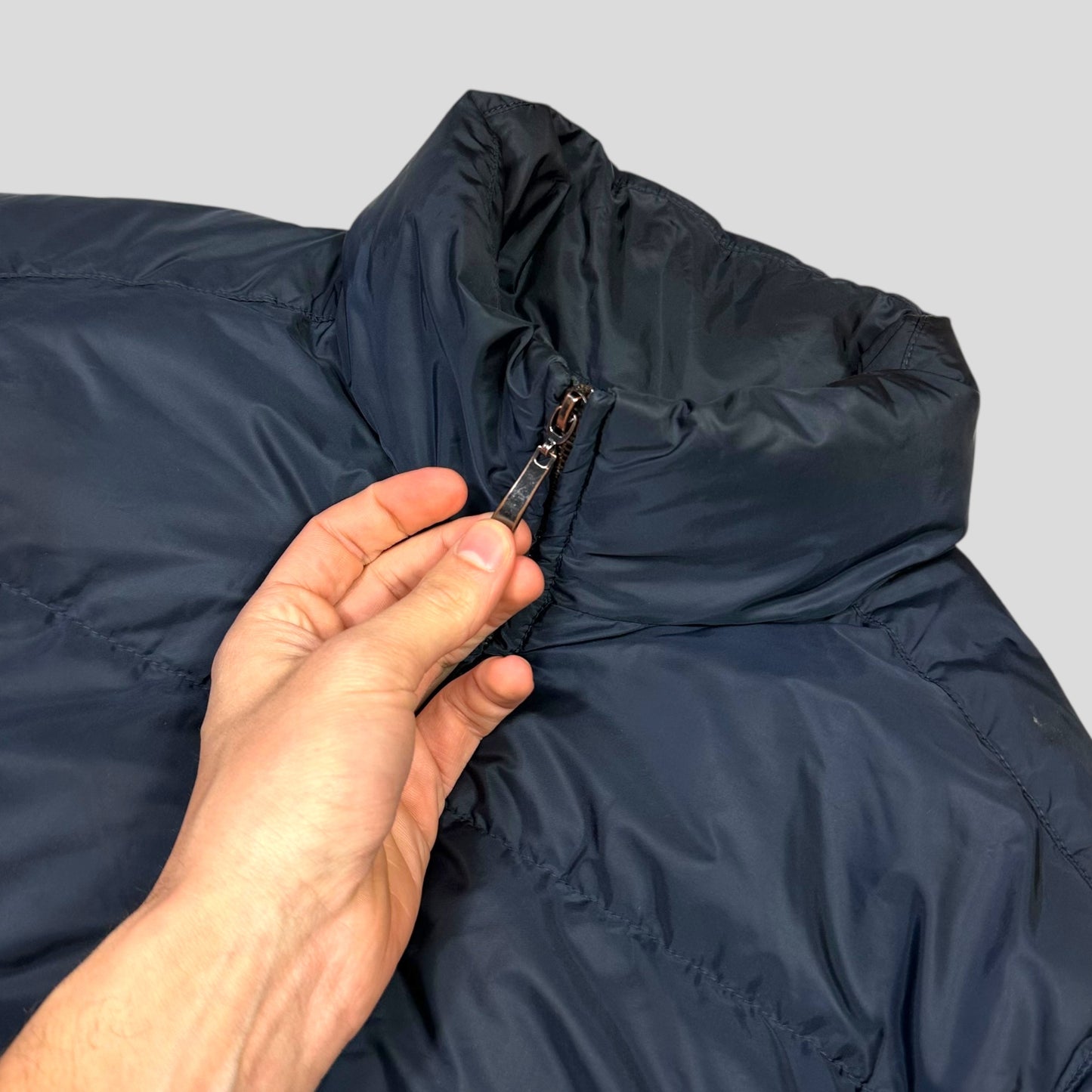 Prada 2014 Navy Nylon Down Triangle Plaque Puffer Jacket - IT48 (M/L)