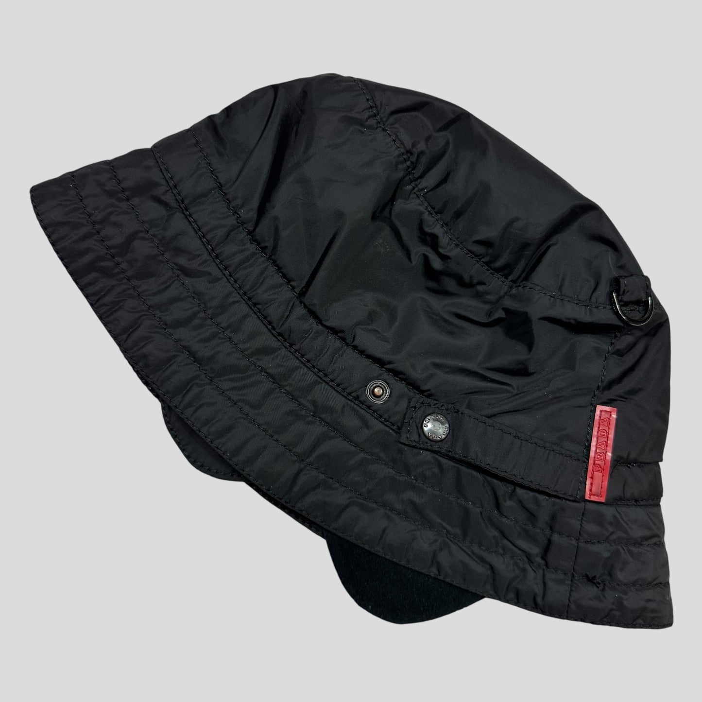 Prada Sport 00’s Nylon Fleece Dog Ear Bucket Hat - M/L
