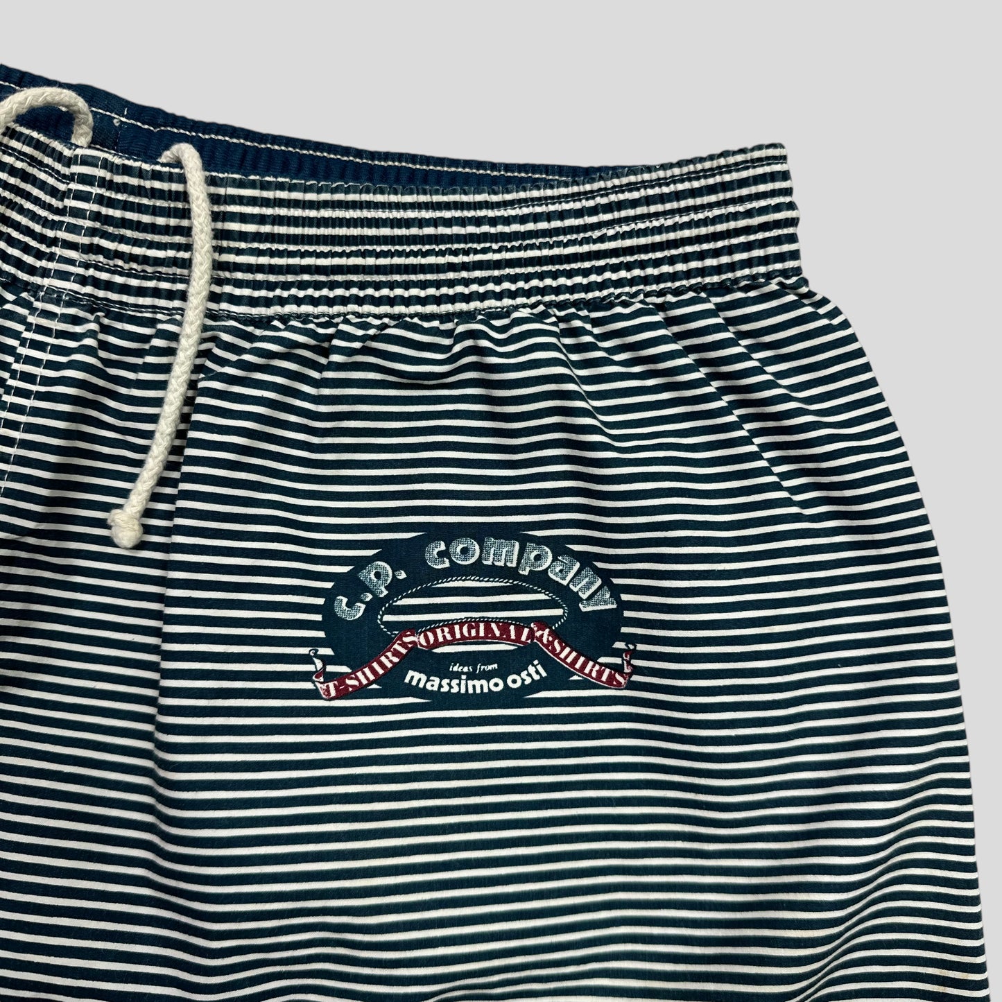 CP Company Ideas by Massimo Osti 1992 Striped Logo Pocket Shorts - IT54 (L)