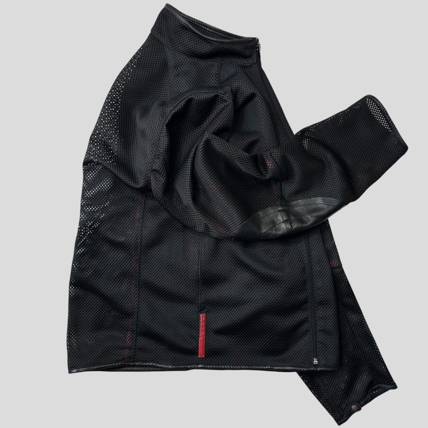 Prada Sport SS00 SAMPLE Mesh + Leather Moto Jacket - IT54
