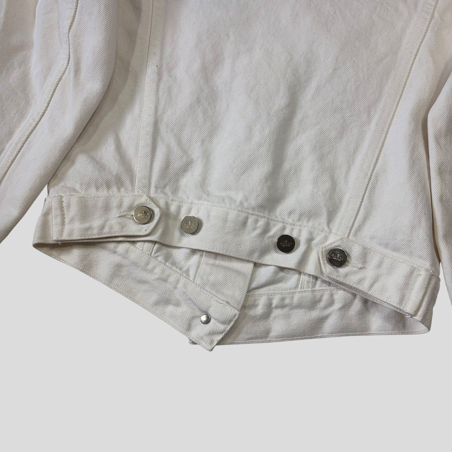 Gucci by Tom Ford 1999 White Denim Cropped Front Drop Jacket - IT40