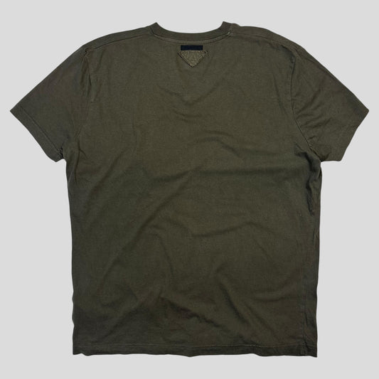 Prada Milano 2006 Triangle Double Logo V-neck T-shirt - M/L