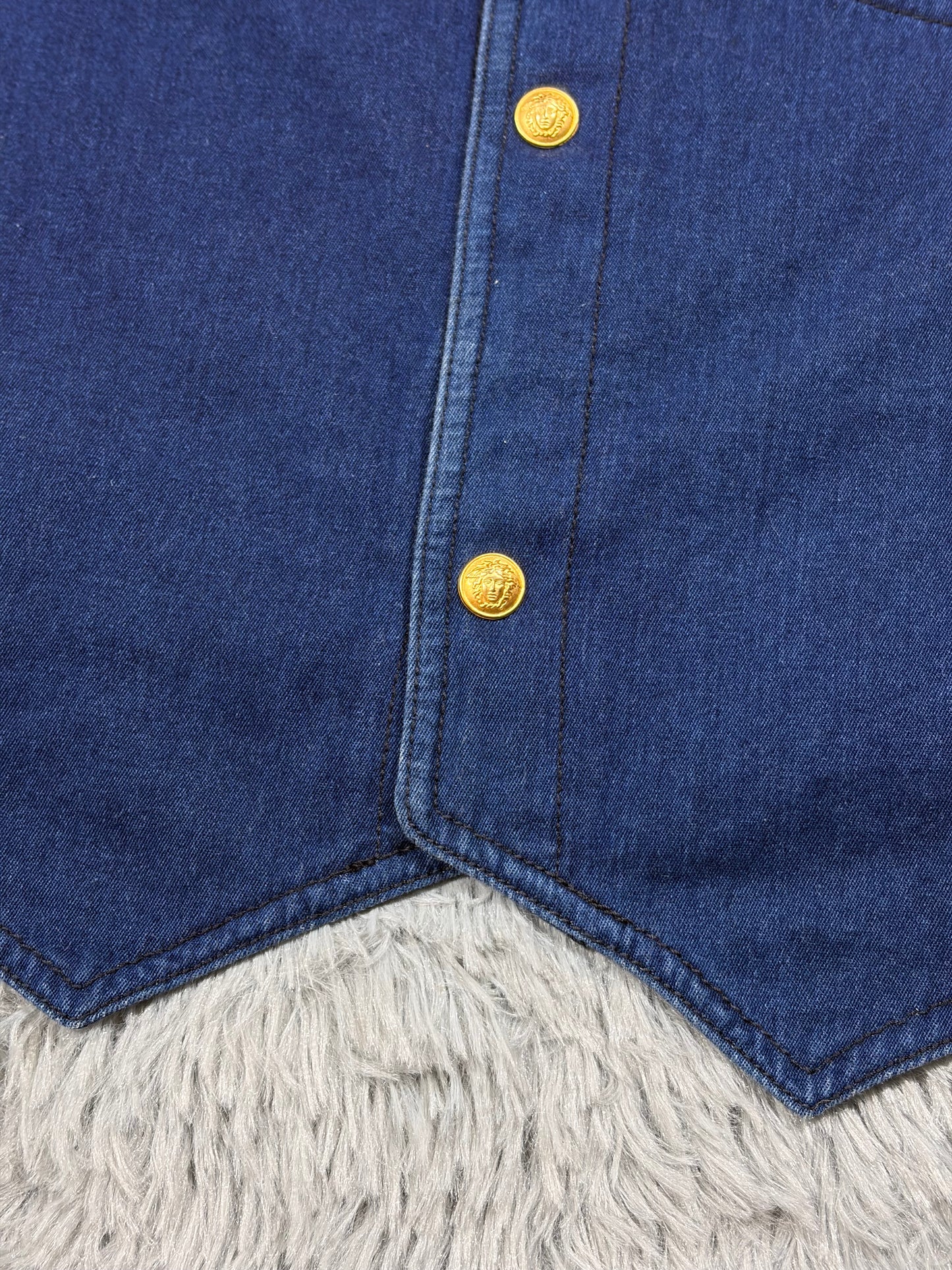 Gianni Versace 1992 Medusa Studded Indigo Denim Vest - IT50
