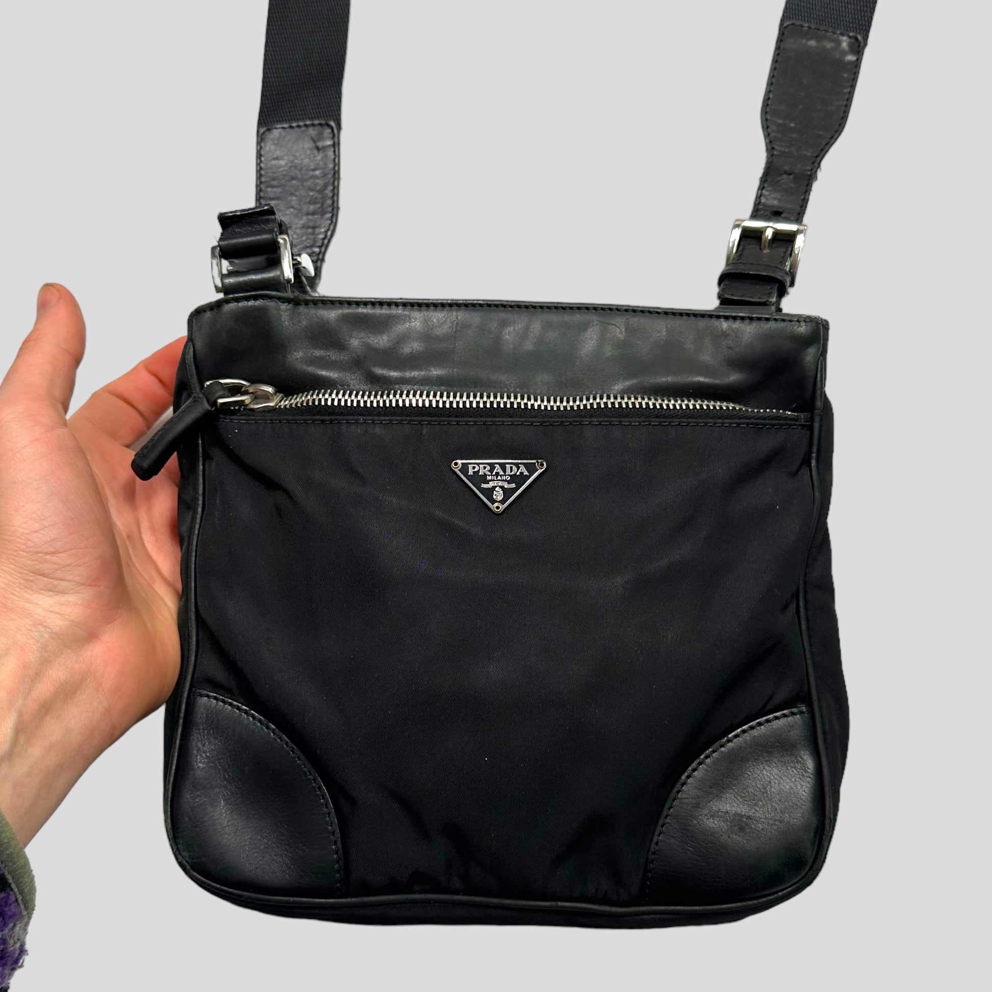 Prada Milano 00’s Nylon Leather Crossbody Bag1