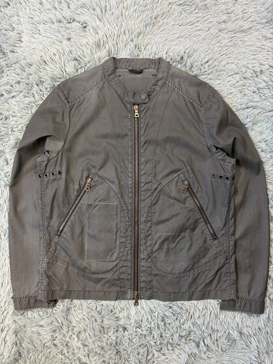 Prada Sport 00’s Ventilated Tela Patina Nylon Acrylic Biker Jacket - S/M