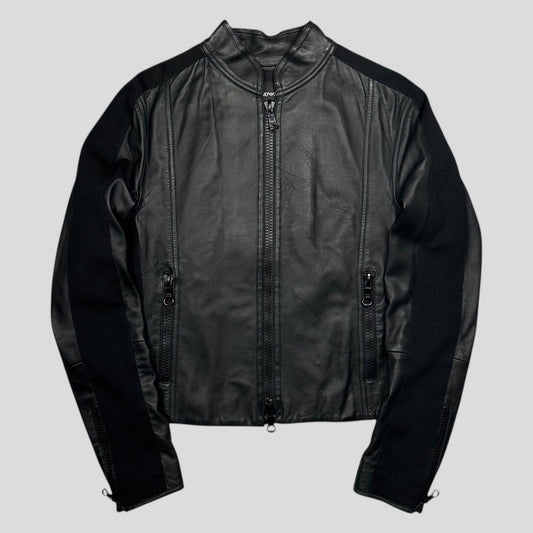 Emporio Armani 2006 Leather Panelled Biker Moto Jacket - IT46 (S)