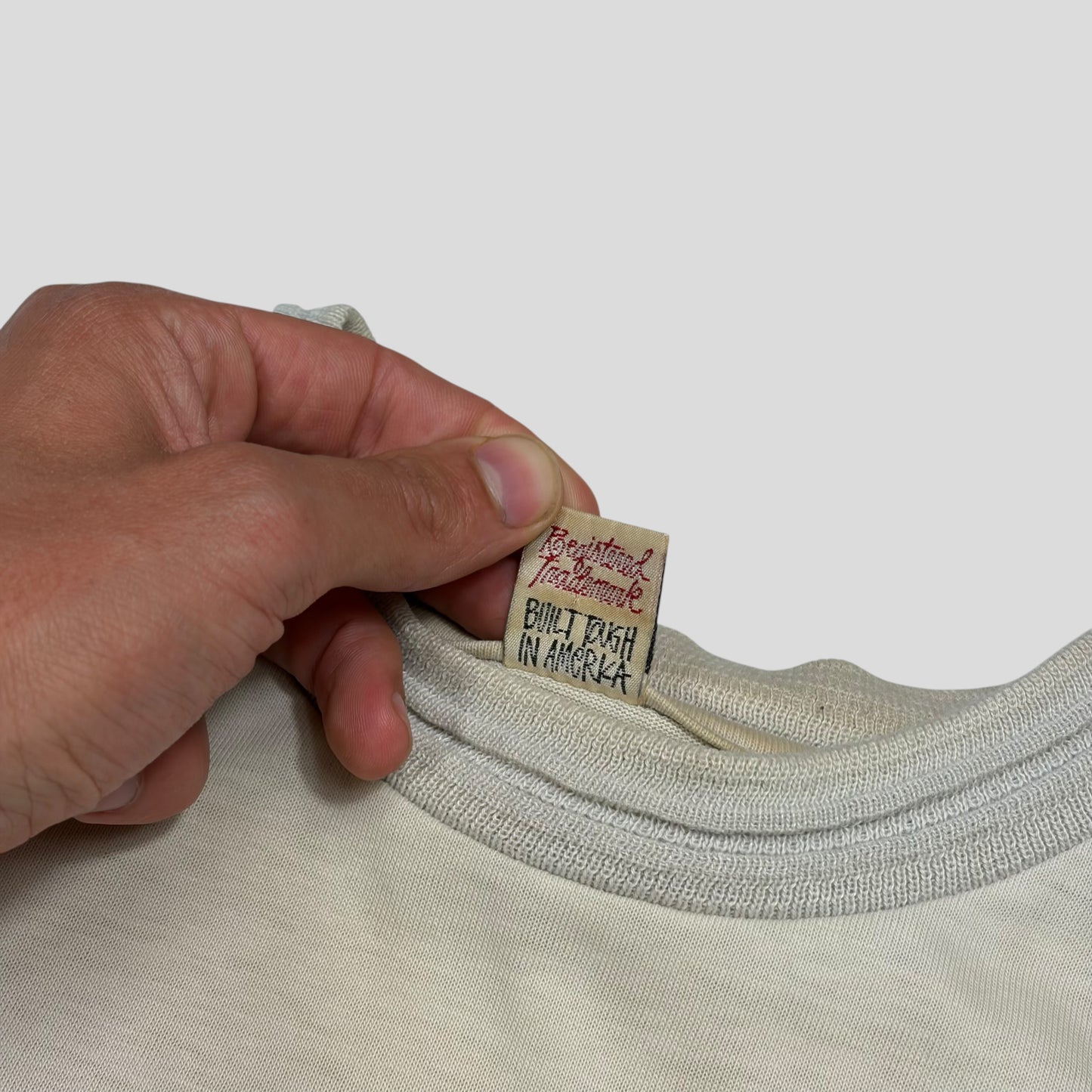 Stussy 90’s Cream Heavy Tom Tom White Tag Pocket Logo T-shirt - L/XL