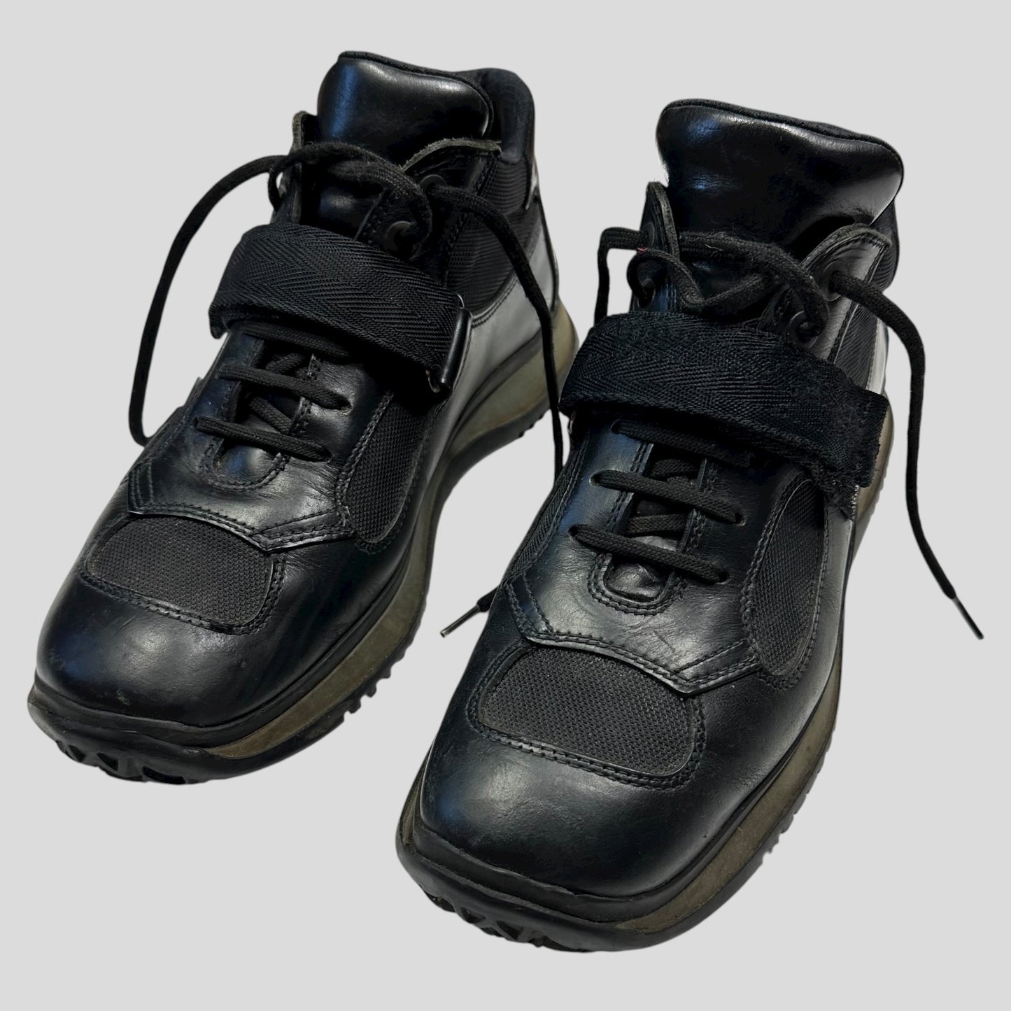 Prada Sport 00’s Leather + Mesh Strapped Combat Boots - UK8.5