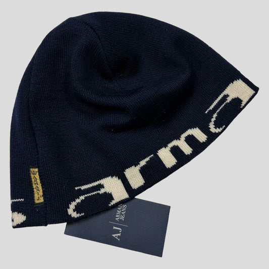 Armani Jeans 00’s BNWT Animal Rip Spellout Wool Beanie - M/L
