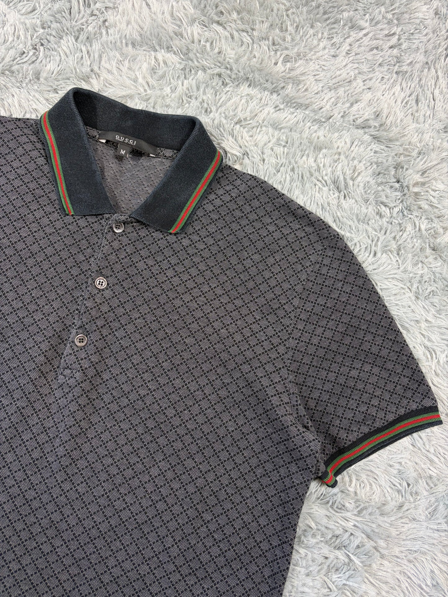 Gucci 2011 Cross Monogram Web Stripe Polo Shirt - S/M