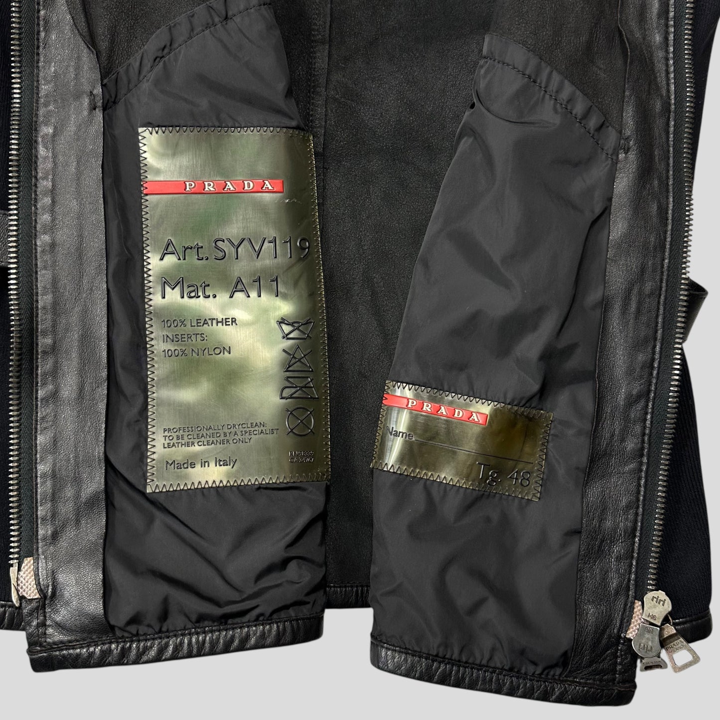 Prada Sport SS00 Leather Biker Curved Panelled Moto Jacket - IT48 (S)