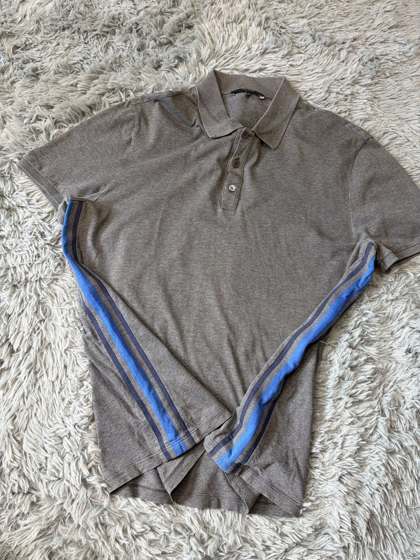 Gucci 00’s Contrast Seam Stripe Cotton Polo Shirt - L