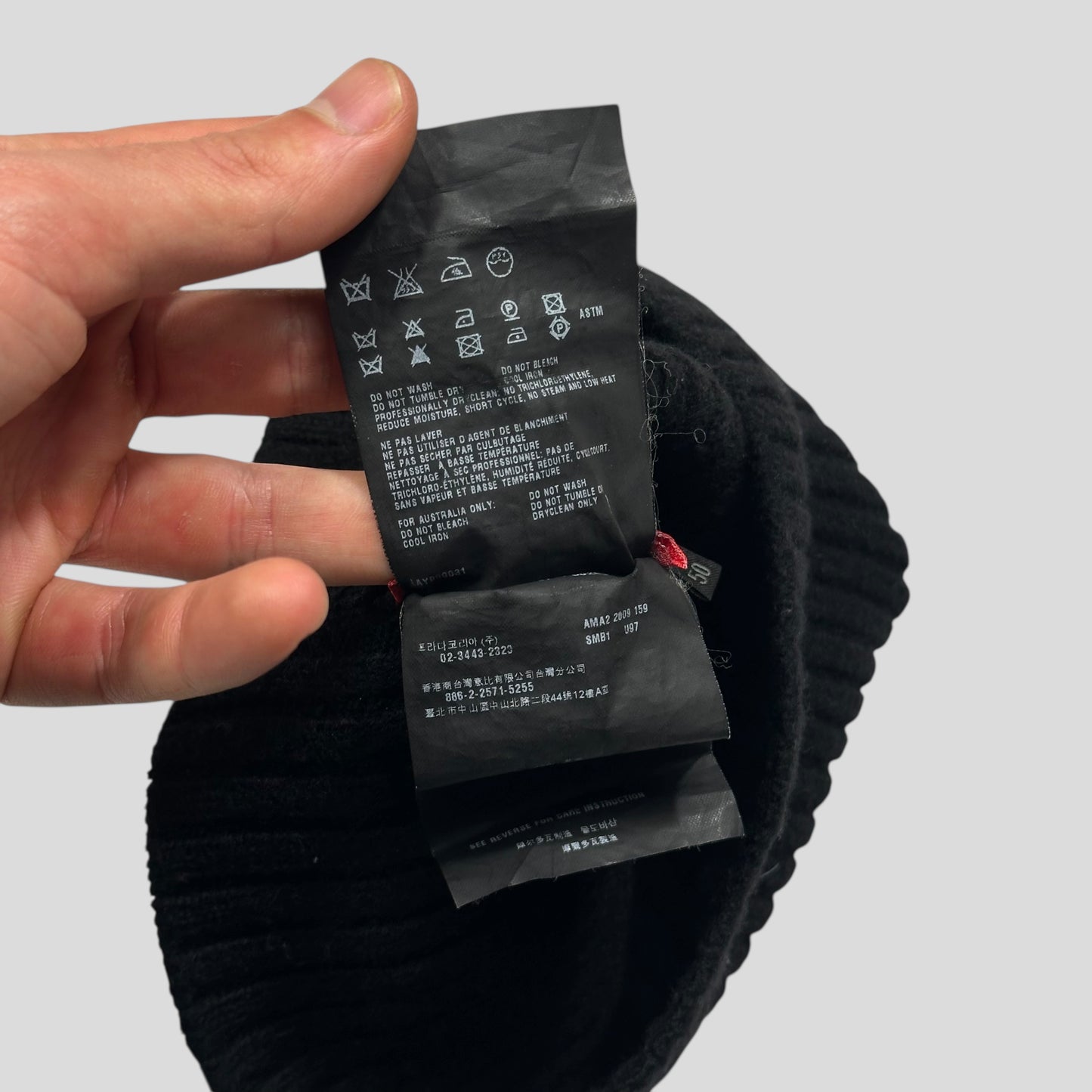 Prada Sport 2009 Black Ribbed Wool Fisherman’s Beanie - M