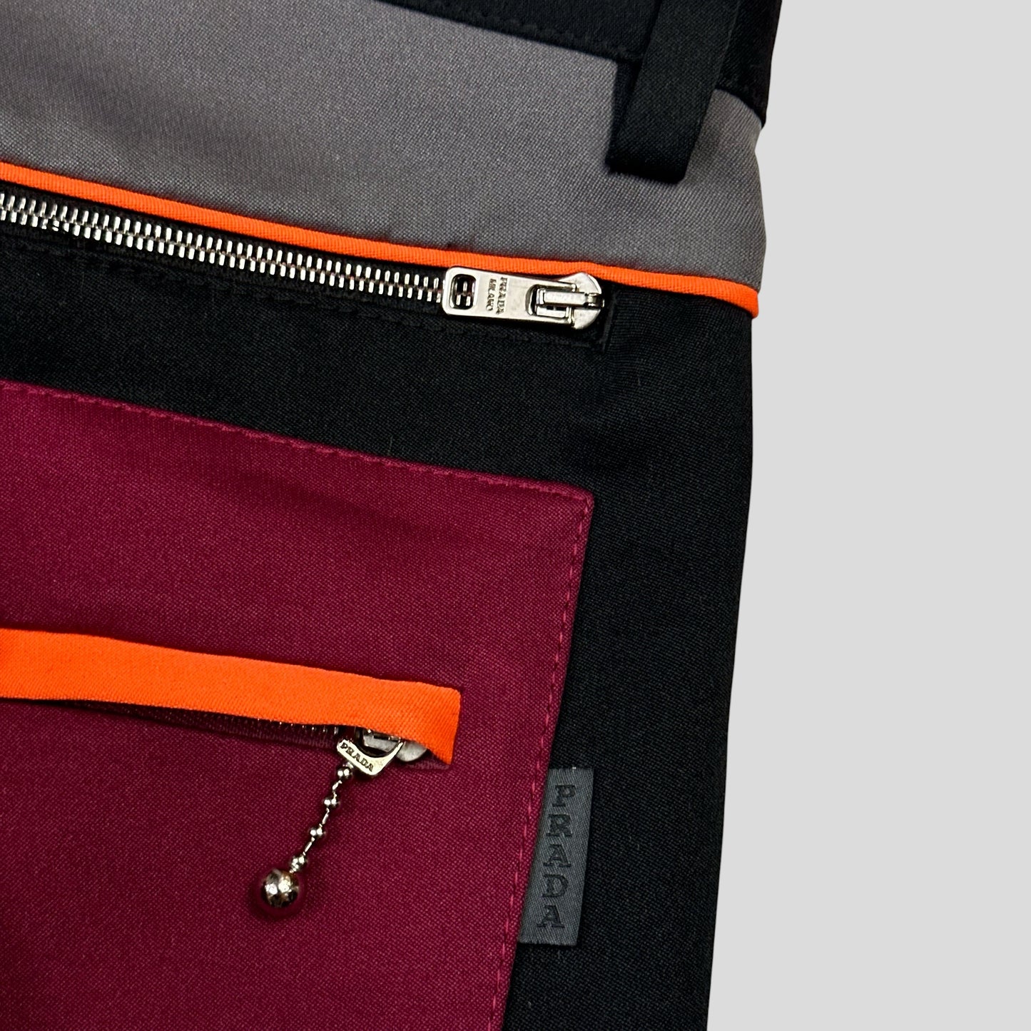 Prada Milano SS16 Runway Colourblock Technical Polyester  Trousers - IT48