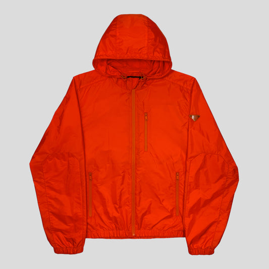 Prada Milano 2019 Laminated Orange Nylon K-way Windbreaker - XXL