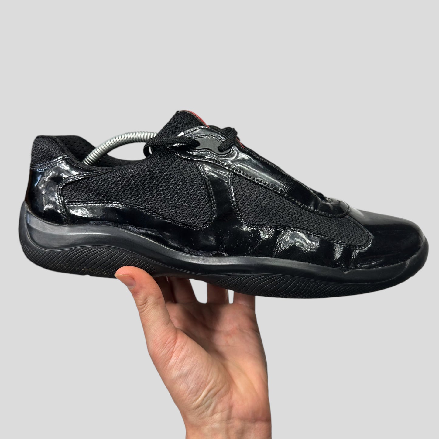 Prada Americas Cups Patent Leather Triple Black - UK10