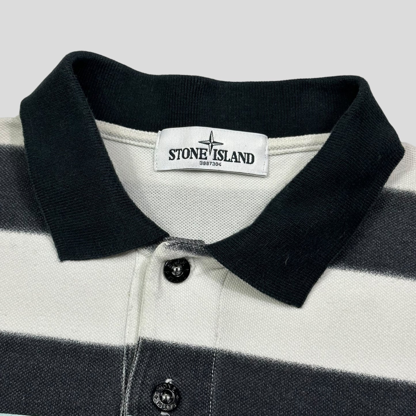 Stone Island SS13 Mint Logo Striped Polo Shirt - L (M)