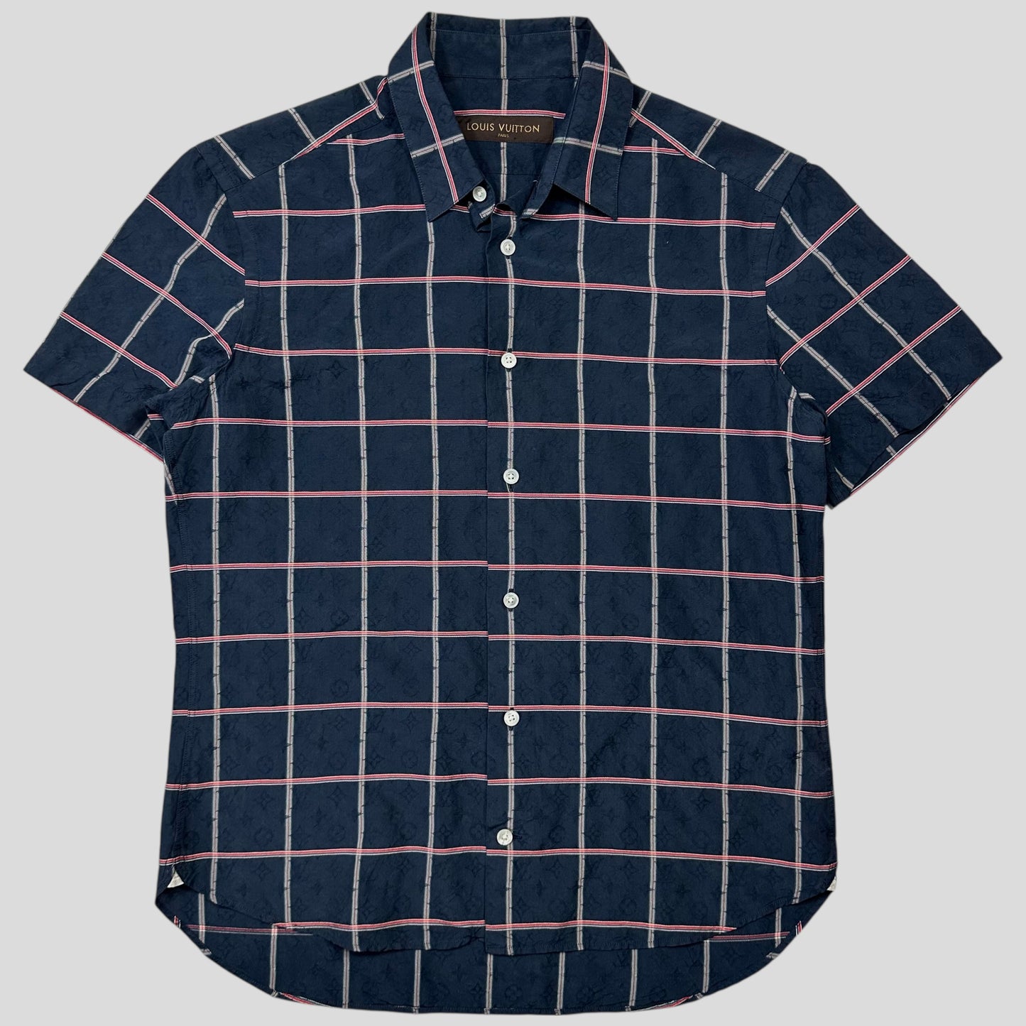 Louis Vuitton Monogram Plaid Checkered Silk Shirt - S