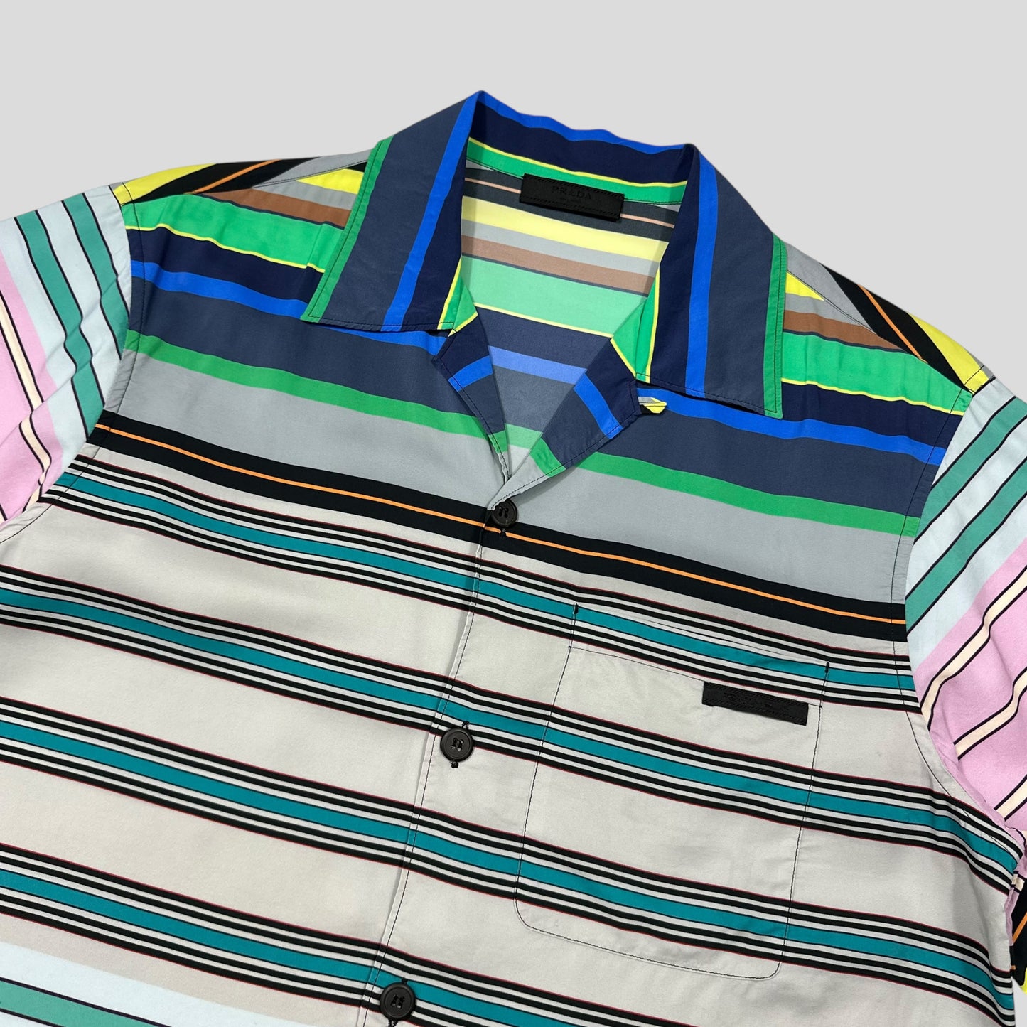 Prada 2018 Striped Rayon Cuban Shirt  - M