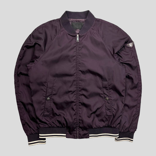 Prada Milano 2015 Metallic Purple Nylon Bomber Jacket - IT48