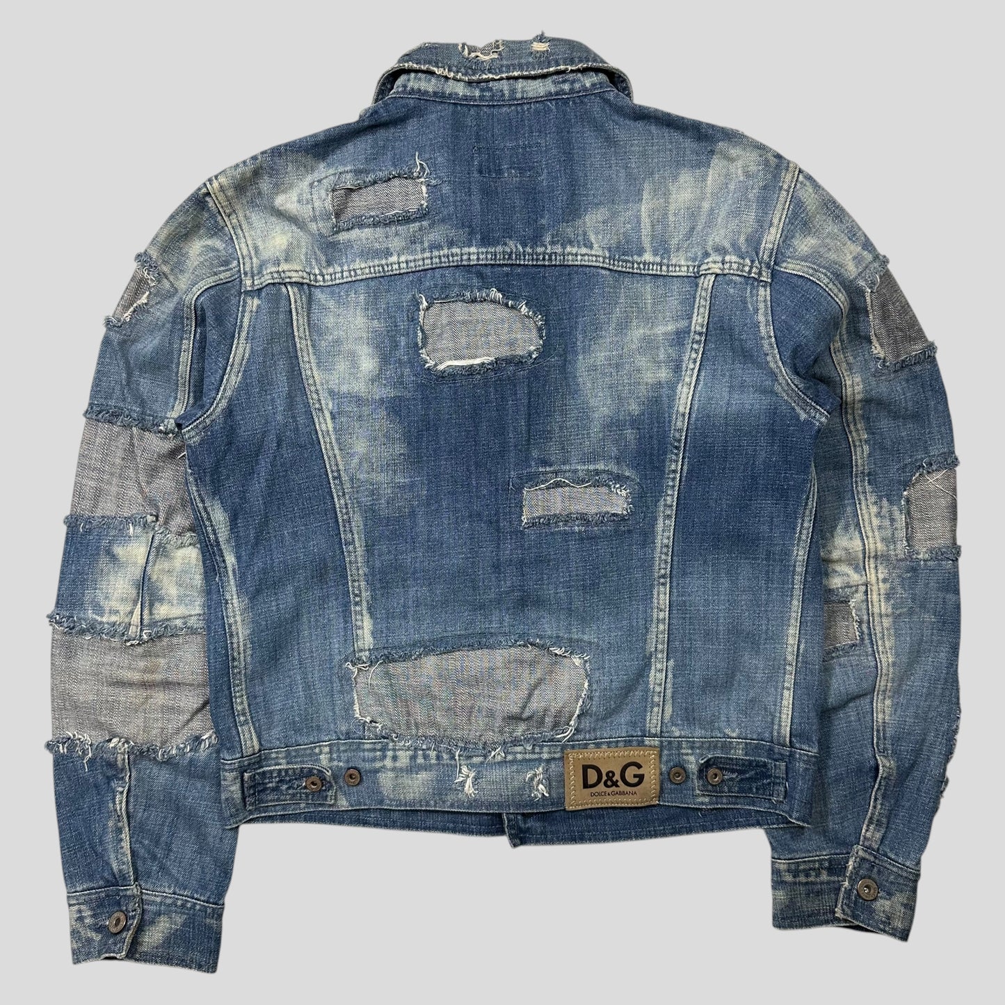 D&G AW04 Distressed Reconstructed Denim Boxy Jacket - L (M)