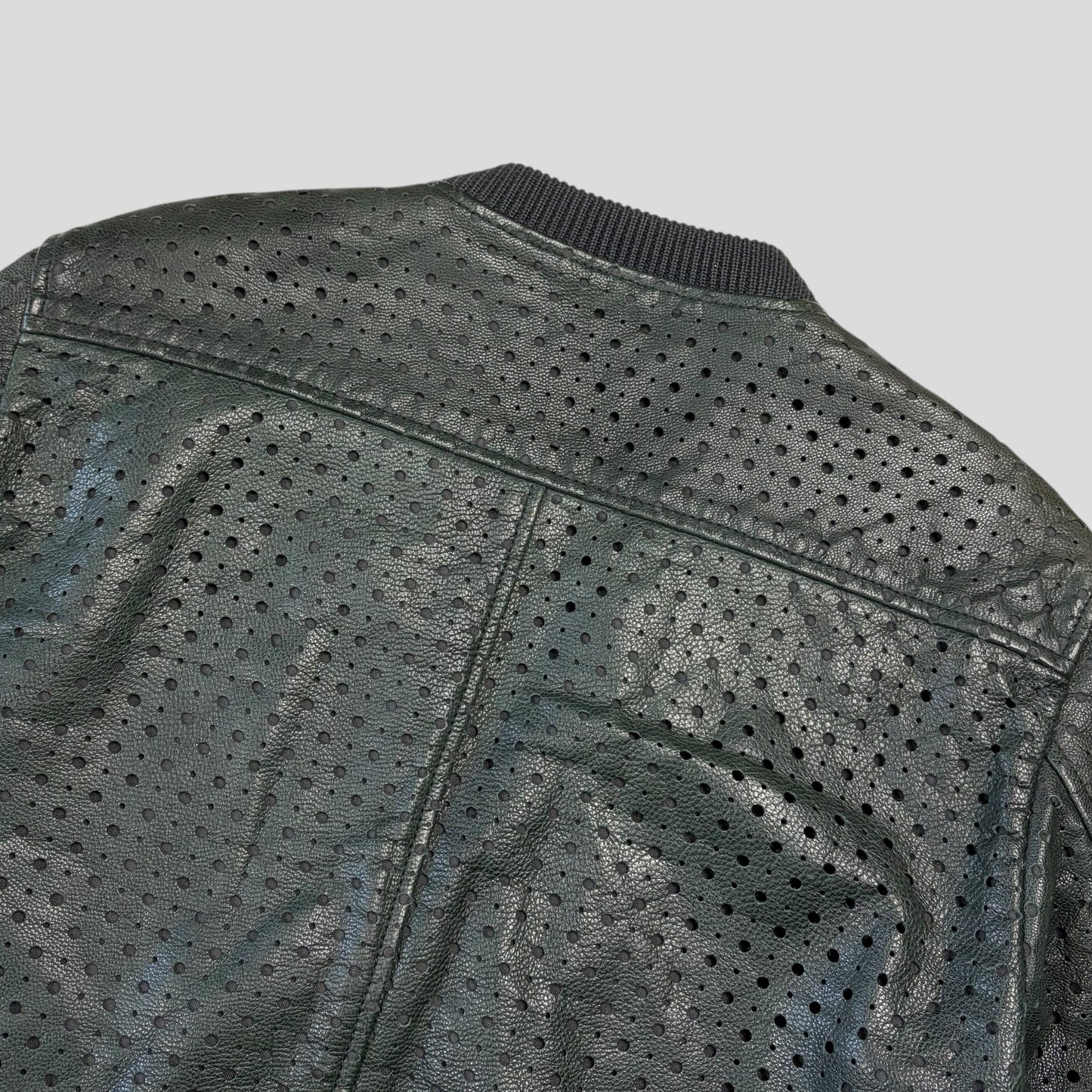 Dolce & Gabanna SS21 Perforated Goat Leather Bomber Jacket - S/M