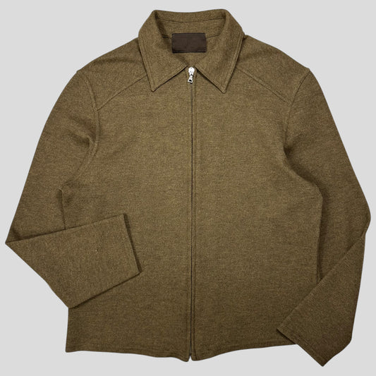 Prada Milano FW98 Heather Green Wool Zip-up Work Jacket - M
