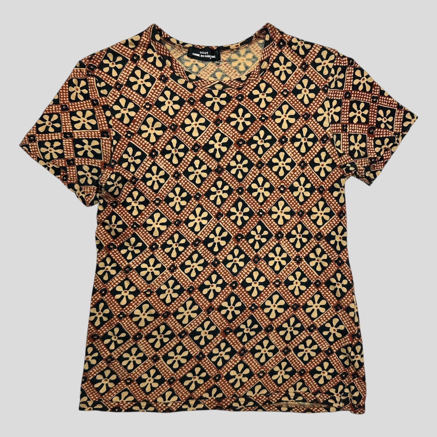Comme Des Garçons Tricot 1997 Floral Print Babydoll T-shirt - S