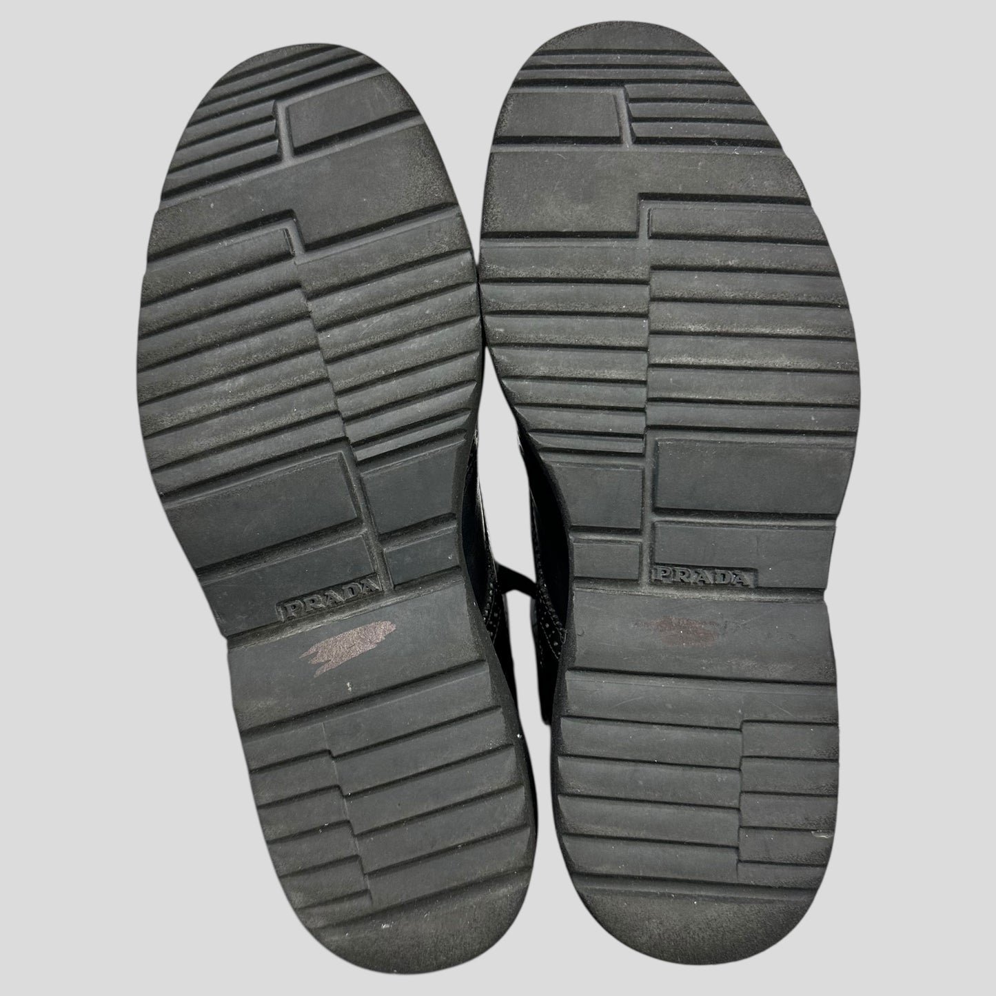 Prada Brogue Detailed Leather Combat Boots - UK7.5/8