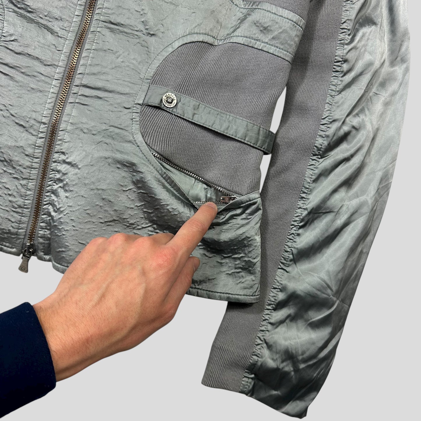 Versace 00’s VJC Astro Panelled Moto Bondage Jacket - M