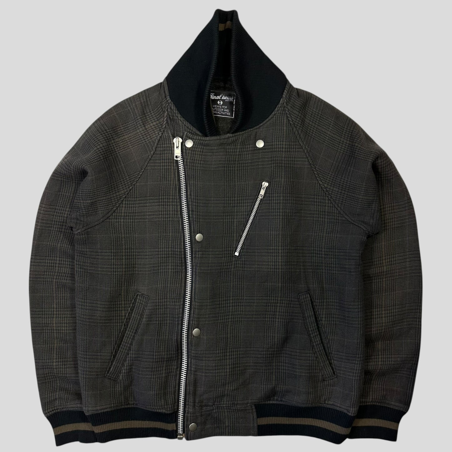 Final Home 1999 Asymmetrical Tonal Plaid Bomber Jacket - S/M