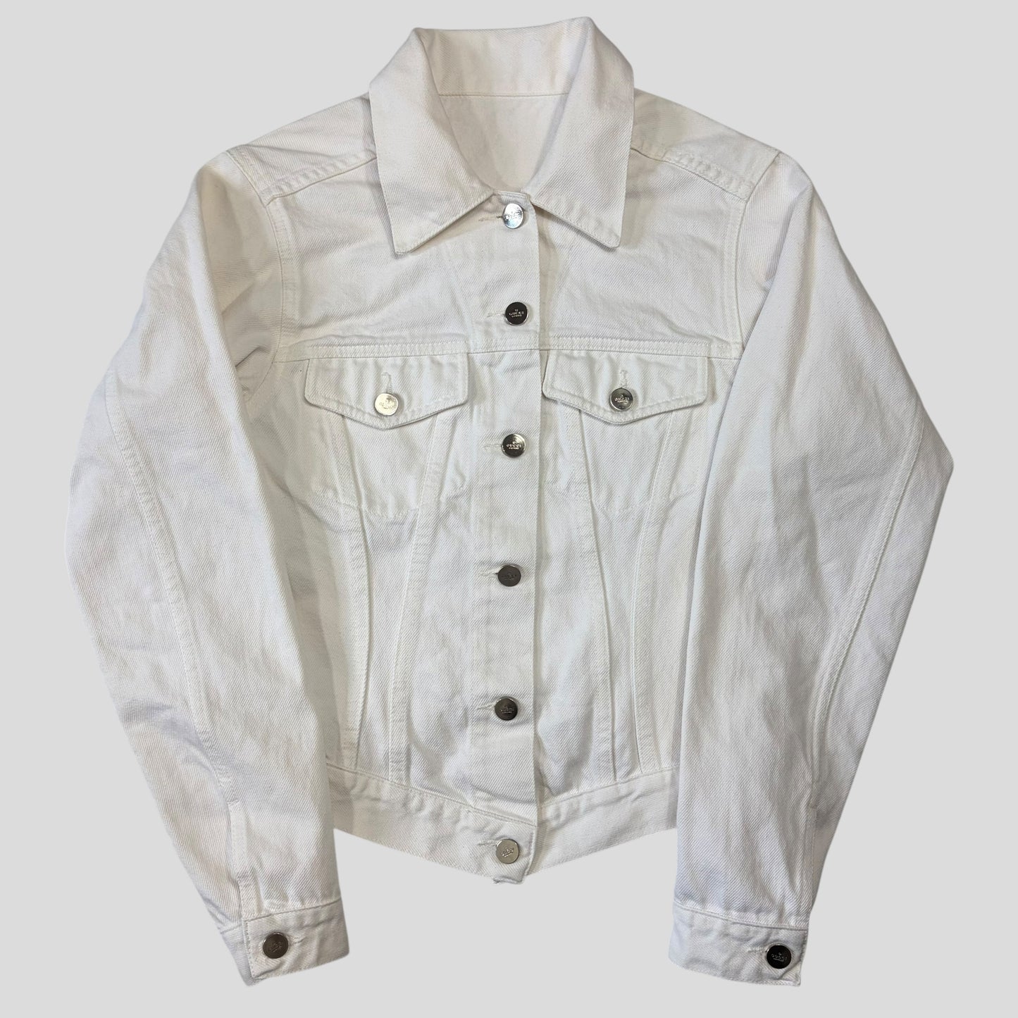 Gucci by Tom Ford 1999 White Denim Cropped Front Drop Jacket - IT40