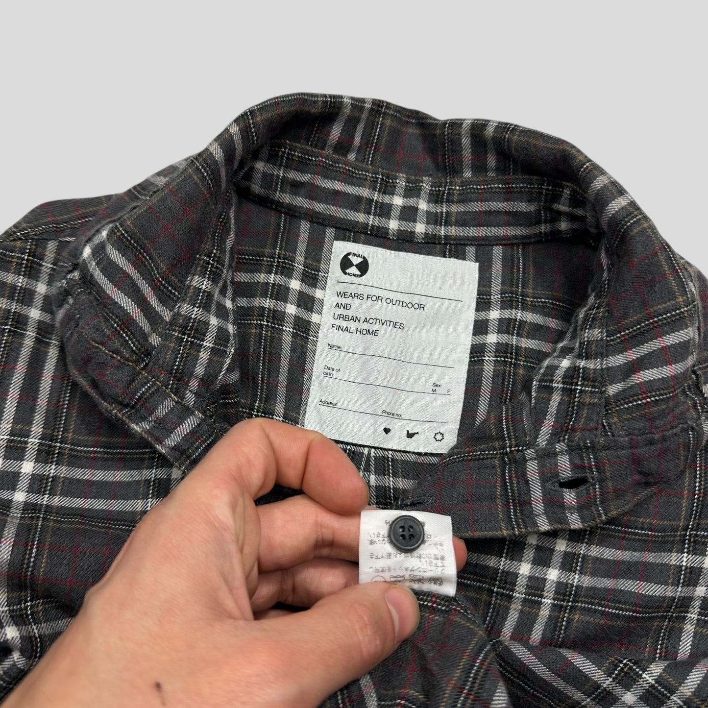 Final Home AW08 Grey Nova Check Pocket Logo Shirt - S