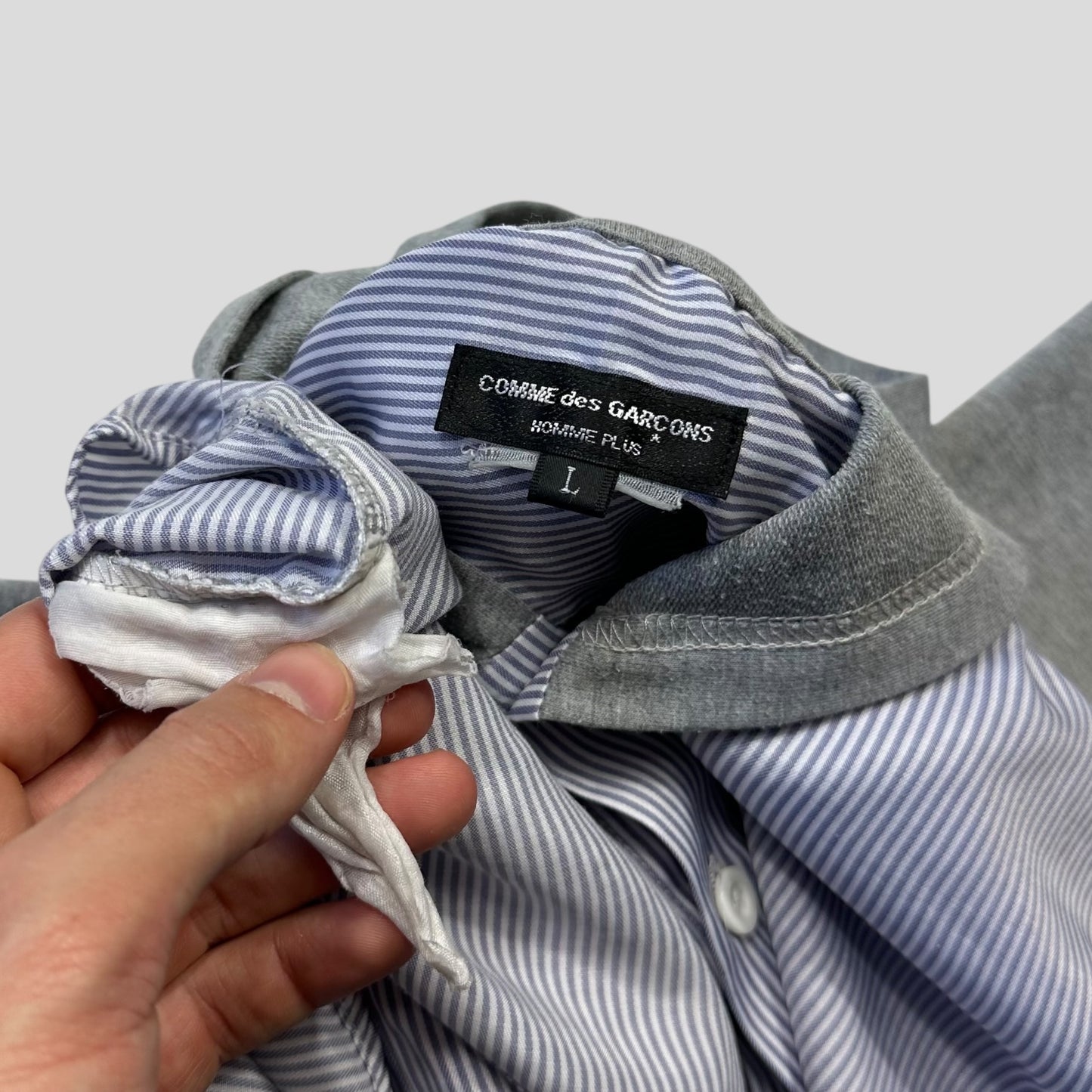 Comme Des Garçone Homme 2009 Striped Shirt Hoodie - M/L