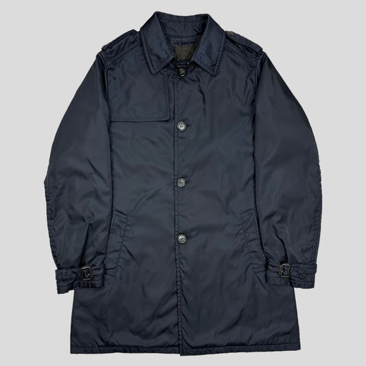 Prada Milano 2012 Mainline Nylon Navy Padded Trench Coat - XL