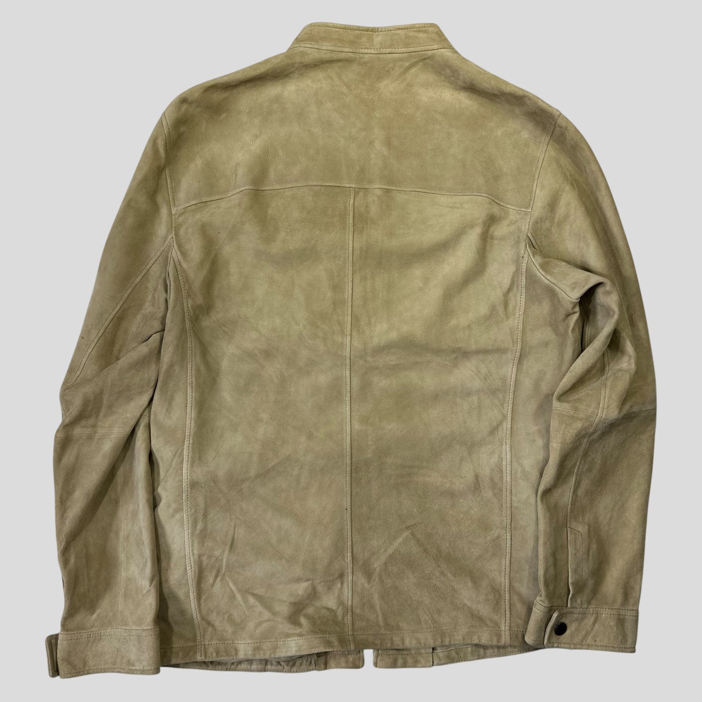 Prada Milano 2007 Suede Leather Double Pocket Logo Jacket - IT56
